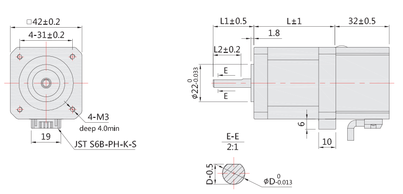 42剎車步進(jìn)電機外形尺寸圖